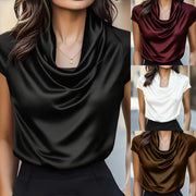 Elegant Solid Boat-Neck Short Sleeve Top – Relaxed Fit