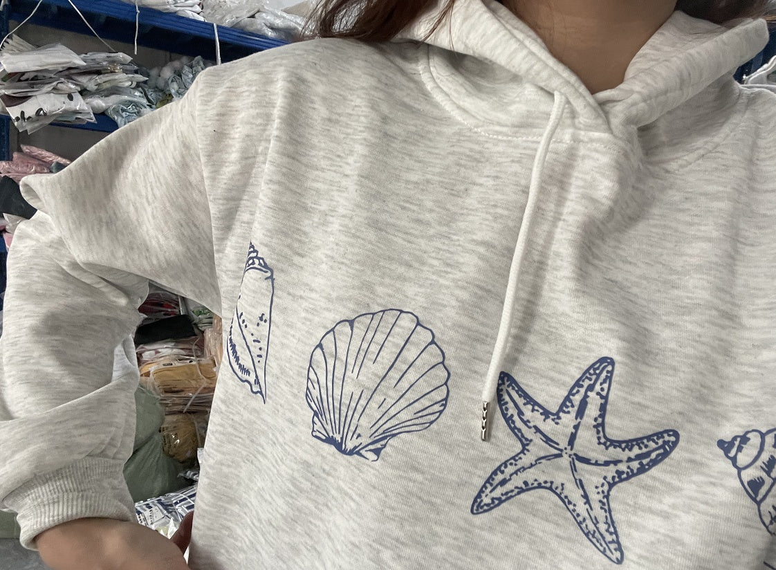 Men's Casual Drop-Shoulder Printed Pullover Hoodie