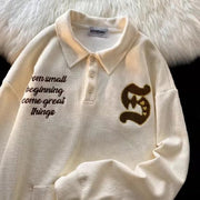 Women's Embroidered Waffle Polo Sweater