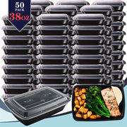 100pcs/ 200pcs Black Rectangular Meal Prep Containers 38oz Stackable And Leakproof Food Storage Container Set Disposale Bento Box Ideal for Takeout And Picnic Microwave & Dishwasher & Freezer Safe...