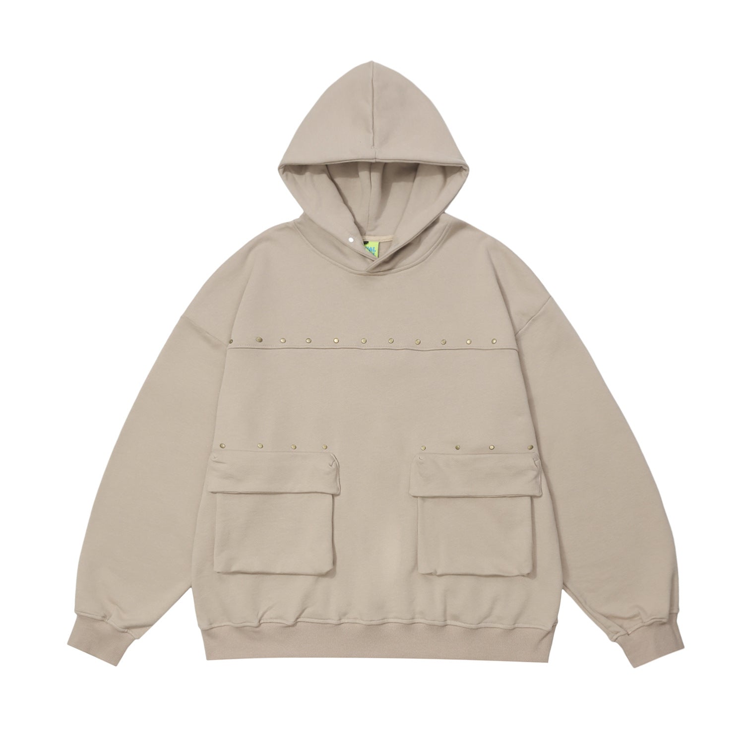 Men's Streetwear Hooded Terry Sweater with Rivets