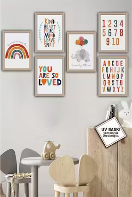 6-Piece Kids' Wall Decor Set with MDF Frames