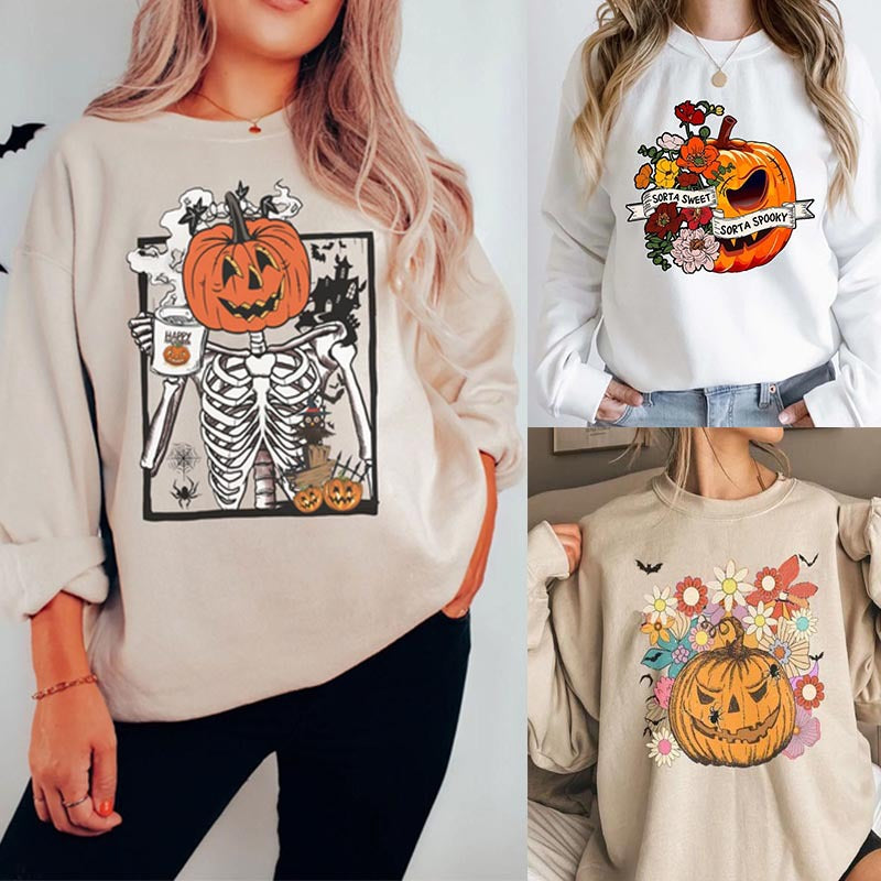 Women's Halloween Letter Print Pullover Hoodie