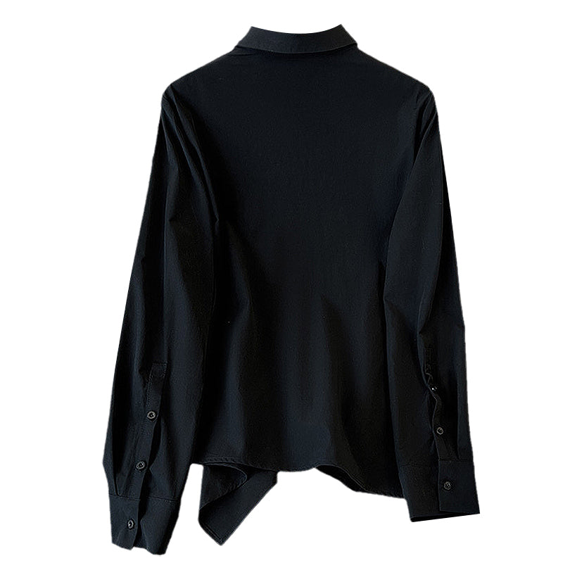 Large Black Long Sleeved Shirt For Women In Spring