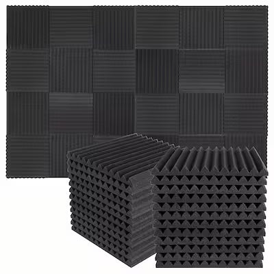 50‑Piece Acoustic Foam Wedge Panels – 1″ × 12″ × 12″, 20 kg/m³ Density, Multi‑Color