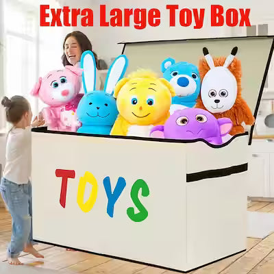 Extra-large foldable kids storage bin with sturdy handles for nursery and playroom