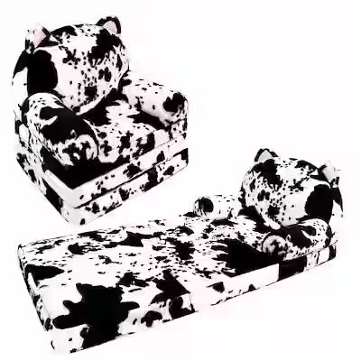 Milk cow pattern foldable kids sofa chair with washable cover