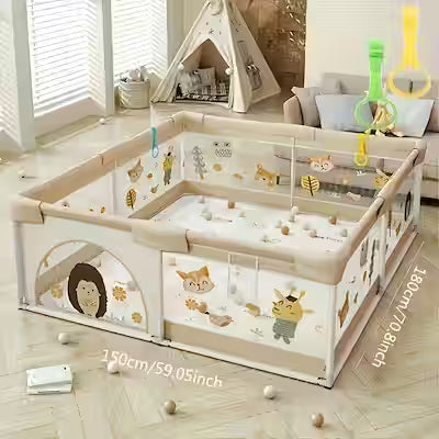 Baby Playpen with Secure Gate and Non-Slip Base