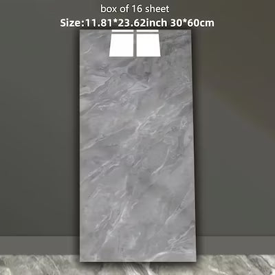16-pack glossy marble pattern vinyl wall stickers