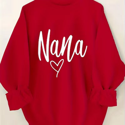 Plus size cotton-blend letter print sweatshirt