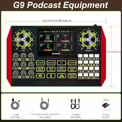 5‑Channel DJ Mixer with 48V Phantom Power, USB MP3 Stereo Interface for Live Studio, Recording, Party and KTV