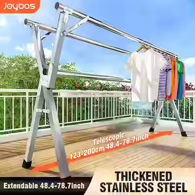Retractable two-size folding clothes drying rack for indoor and outdoor use