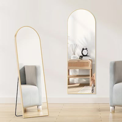 Large arched floor mirror with shatterproof frame