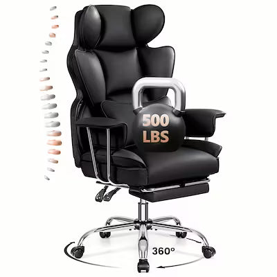 Premium Ergonomic Executive Leather Office Chair for Larger Individuals – High Back with Enhanced Lumbar Support and Built‑In Footrest