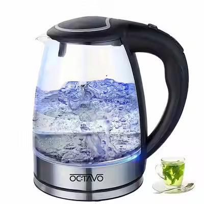 1.8 L Electric Kettle – 1200 W Borosilicate Glass Boiler, Auto Shut‑Off, Cool‑Touch Handle, LED Light, 360° Rotation, Boil‑Dry Protection
