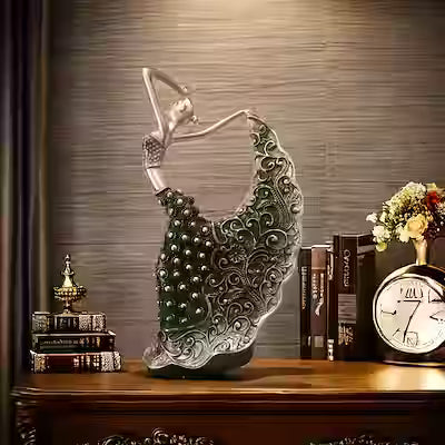 Elegant peacock dancer resin figurine for modern home decor