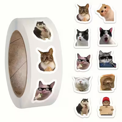 500 Adorable Cat Meme Stickers – Ideal for Luggage, Water Bottles, Phone Cases, Laptops and More