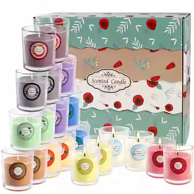 20 colorful scented glass candles - gift set