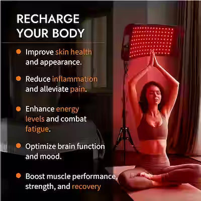 Red Light Therapy Lamp with Stand – 660 nm Red Light and 850 nm Infrared for Face and Body