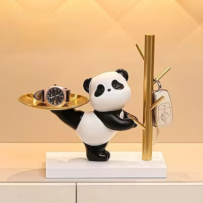 Resin Panda Jewelry Organizer with Metal Stand for Rings and Accessories