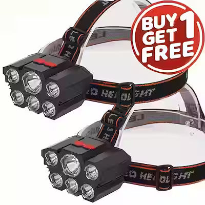 Pair of USB-rechargeable LED headlamps with 4 lighting modes
