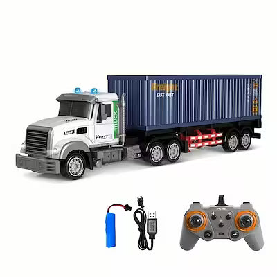 1:24 Scale Remote Control Container Trailer – Load‑able Cargo Truck Toy with Battery (Ages 6+)