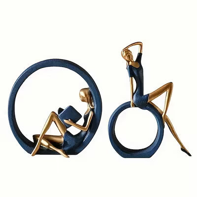 Pair of resin sculpture figurines for home decor