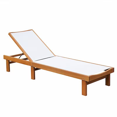 Outdoor Chaise Lounge Chair with 5‑Position Adjustable Backrest, Quick‑Dry Fabric and Solid Eucalyptus Wood – Supports 400 lb