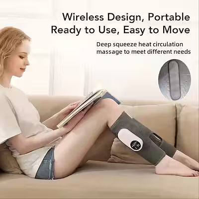 Cordless air compression leg massager with 3 intensity levels