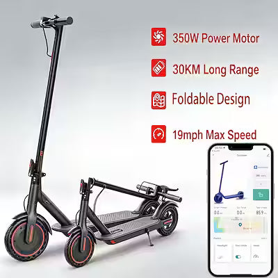 Folding Electric Scooter with Optional 350W or 500W Motor, High-Capacity Battery, Anti-Skid Solid Tires, Long Range, Adjustable Speed up to 20 MPH, Designed for Adult Commuting