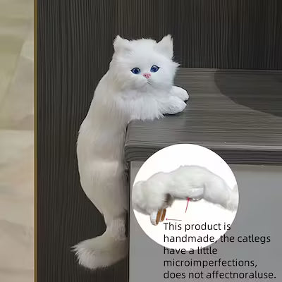 Handmade plush cat statue in realistic design for home decor
