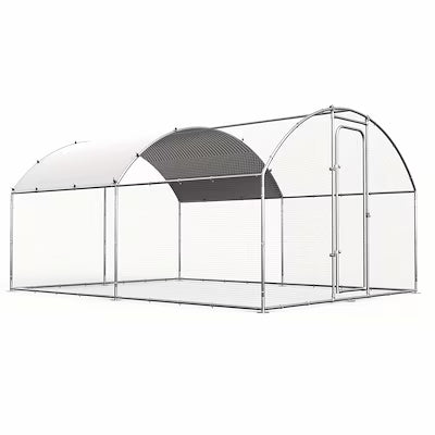 Heavy-duty metal chicken coop with waterproof uv-resistant cover