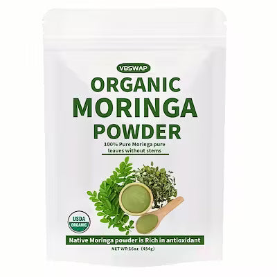 USDA Organic Moringa Powder, 16 oz Superfood for Smoothies & Teas