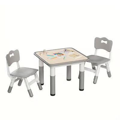 3-piece kids adjustable table and chair set with easy-clean surface