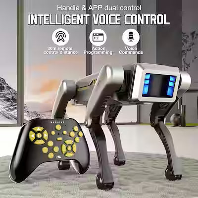 AI voice-controlled programmable robot dog toy with 99ft remote range
