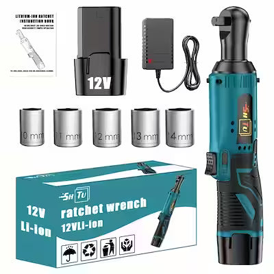 12V cordless electric ratchet wrench set with battery and charger