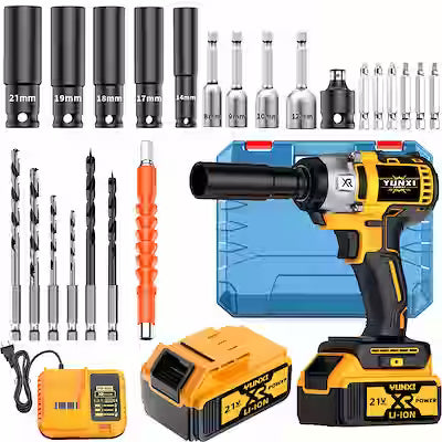 21V cordless impact wrench kit with 4000mAh battery and 150-piece socket set