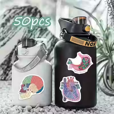 Anatomical Illustration PVC Sticker Pack – 50 Matte One‑Time Use Stickers