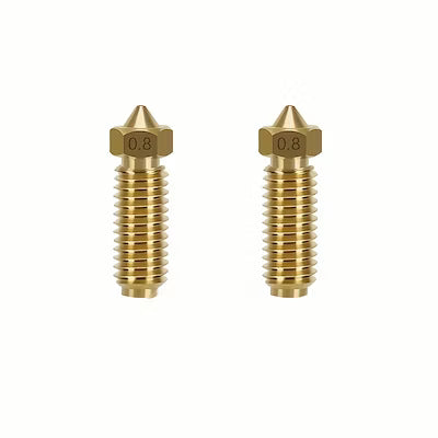 0.4mm, 0.6mm, and 0.8mm Yellow Brass Volcano Nozzles for 3D Printers (2-Pack)