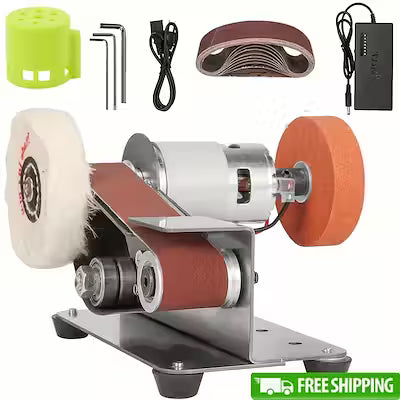7-Speed Mini Belt Sander with 10 Belts for Knife Making and Woodworking