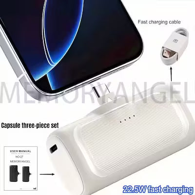22.5W Fast Charging Mini Portable Power Bank with USB-C and Charging Station