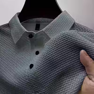 Men's Short Sleeve Golf Shirt, Breathable Stretch Fabric, Loose Fit with Lapel Collar, Solid Color