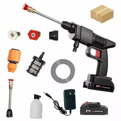 Cordless high-pressure foam gun with adjustable nozzle for car and garden cleaning