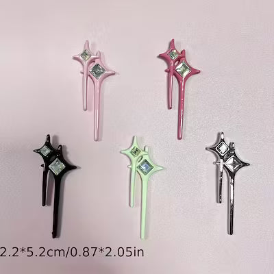 5 Spring Fresh Y2K Rhinestone Phone Case Charms with Rose and Star Designs