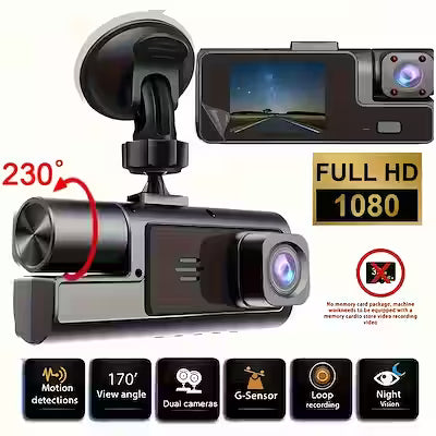 Triple camera dash cam with front and rear recording