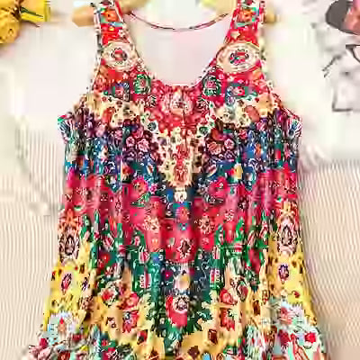 Plus Size V-Neck Printed Tank Top