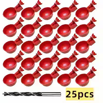 25-piece automatic poultry waterer with overflow protection and installation tool