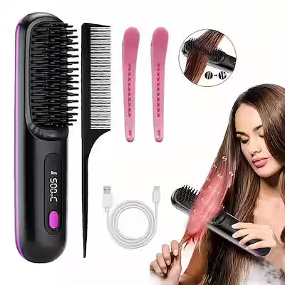 USB-Powered Wireless Hair Straightener with Negative Ion Technology