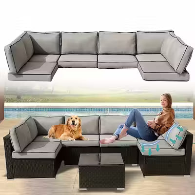 14-piece outdoor sectional sofa replacement cushions set with water-resistant covers