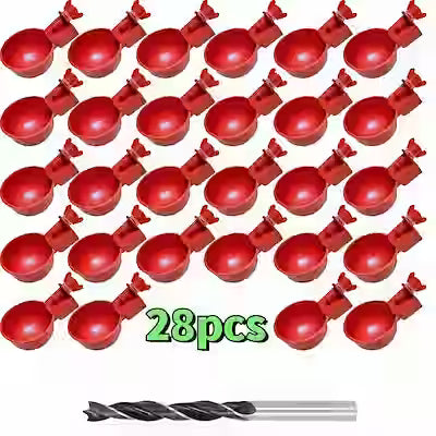 28-piece poultry water bowl set with automatic stop valve
